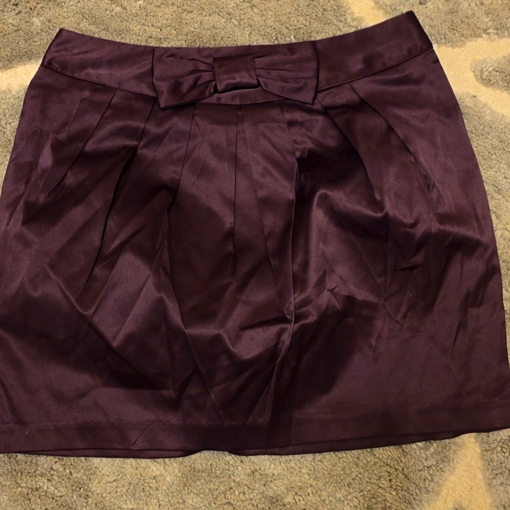 Satin mini plum skirt